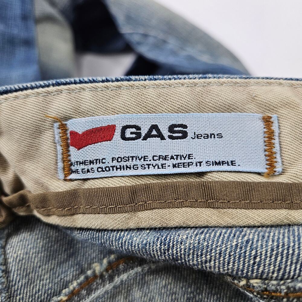 Vintage Low-Rise Jeans Euro GAS Cyber Y2K Twisted Stitch Distressed Denim - 30 - Picture 5 of 9